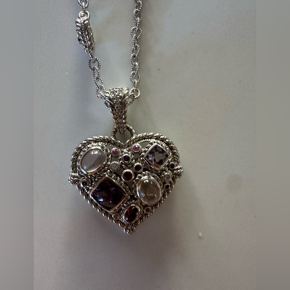 Judith Ripka heart moonstone with Judith Ripka chain - Picture 3 of 5